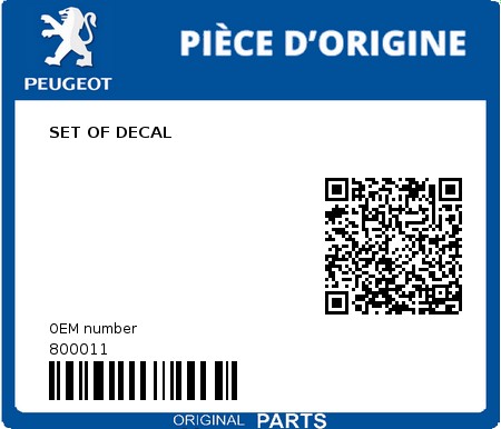 Product image: Peugeot - 800011 - SET OF DECAL  0