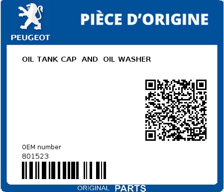 Product image: Peugeot - 801523 - OIL TANK CAP  AND  OIL WASHER  0