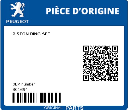 Product image: Peugeot - 801694 - PISTON RING SET  0