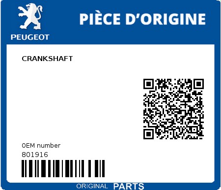 Product image: Peugeot - 801916 - CRANKSHAFT  0