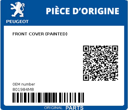 Product image: Peugeot - 801984M8 - FRONT COVER (PAINTED)  0