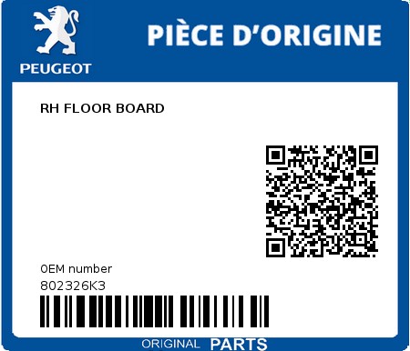 Product image: Peugeot - 802326K3 - RH FLOOR BOARD  0