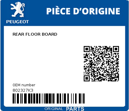 Product image: Peugeot - 802327K3 - REAR FLOOR BOARD  0