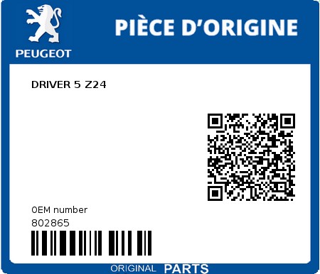 Product image: Peugeot - 802865 - DRIVER 5 Z24 