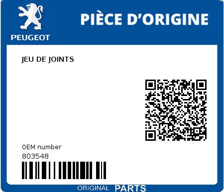 Product image: Peugeot - 803548 - JEU DE JOINTS  0