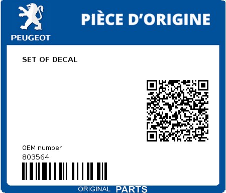 Product image: Peugeot - 803564 - SET OF DECAL  0