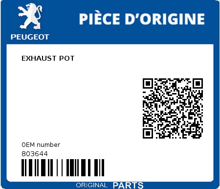 Product image: Peugeot - 803644 - POT D'ECHAPPEMENT  0