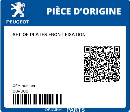 Product image: Peugeot - 804308 - JEU DE PLAQUETTES AR + FIXATION  0