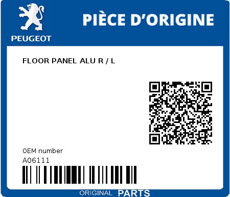 Product image: Peugeot - A06111 - FLOOR PANEL ALU R / L  0