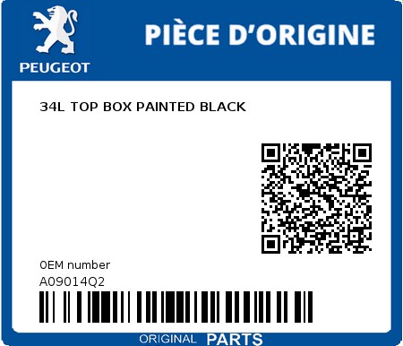 Product image: Peugeot - A09014Q2 - 34L TOP BOX PAINTED BLACK  0
