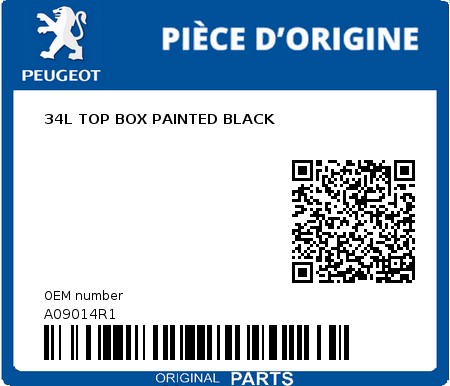 Product image: Peugeot - A09014R1 - 34L TOP BOX PAINTED BLACK  0
