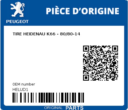 Product image: Peugeot - HELUD1 - TIRE HEIDENAU K66 - 80/80-14  0
