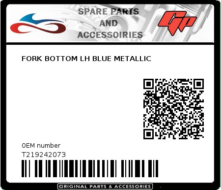 Product image: Tomos - T219242073 - FORK BOTTOM LH BLUE METALLIC  0