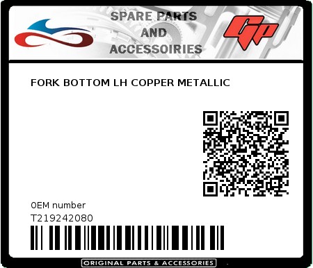 Product image: Tomos - T219242080 - FORK BOTTOM LH COPPER METALLIC  0