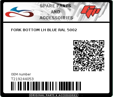 Product image: Tomos - T219244053 - FORK BOTTOM LH BLUE RAL 5002  0