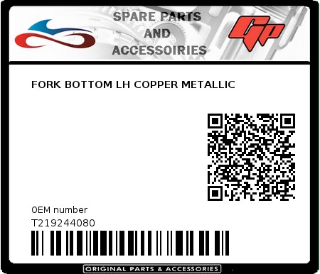 Product image: Tomos - T219244080 - FORK BOTTOM LH COPPER METALLIC  0