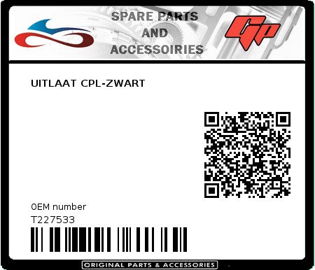 Product image: Tomos - T227533 - UITLAAT CPL-ZWART  0