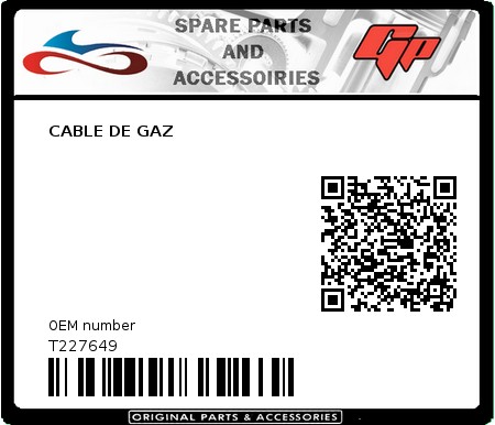 Product image: Tomos - T227649 - CABLE DE GAZ  0