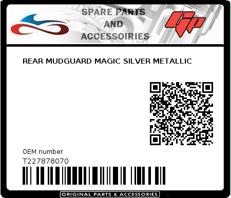 Product image: Tomos - T227878070 - REAR MUDGUARD MAGIC SILVER METALLIC  0