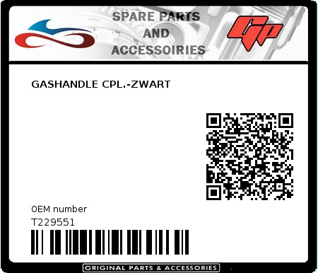 Product image: Tomos - T229551 - GASHANDLE CPL.-ZWART  0