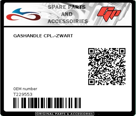 Product image: Tomos - T229553 - GASHANDLE CPL.-ZWART  0