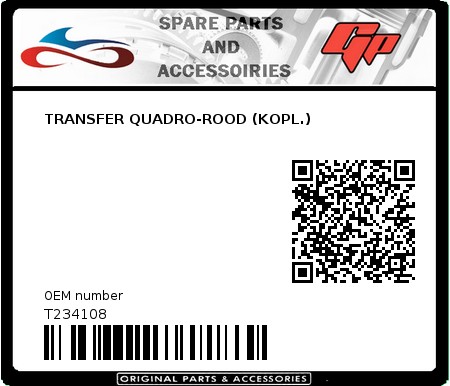 Product image: Tomos - T234108 - TRANSFER QUADRO-ROOD (KOPL.) 