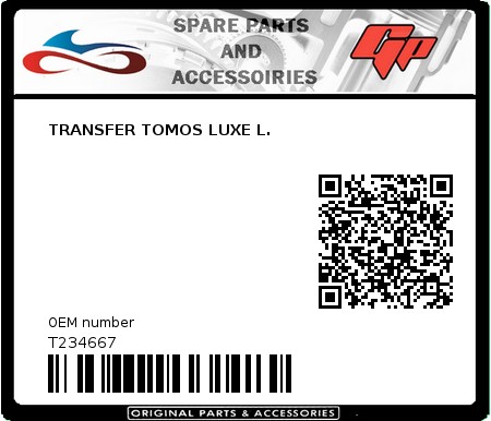 Product image: Tomos - T234667 - TRANSFER TOMOS LUXE L. 