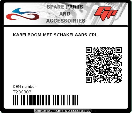 Product image: Tomos - T236303 - KABELBOOM MET SCHAKELAARS CPL  0