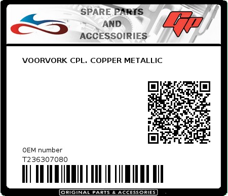 Product image: Tomos - T236307080 - VOORVORK CPL. COPPER METALLIC  0