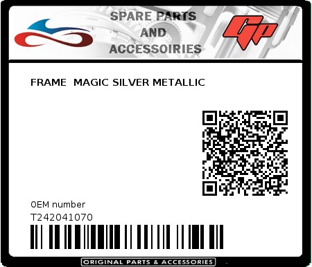 Product image: Tomos - T242041070 - FRAME  MAGIC SILVER METALLIC  0