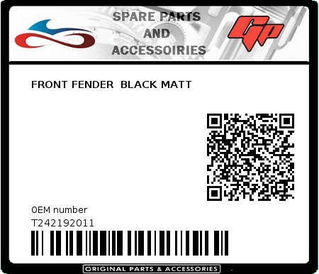 Product image: Tomos - T242192011 - FRONT FENDER  BLACK MATT  0