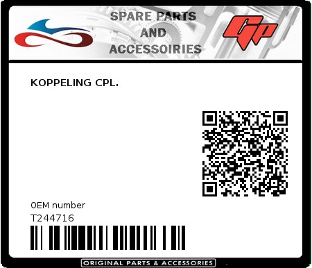 Product image: Tomos - T244716 - KOPPELING CPL.  0