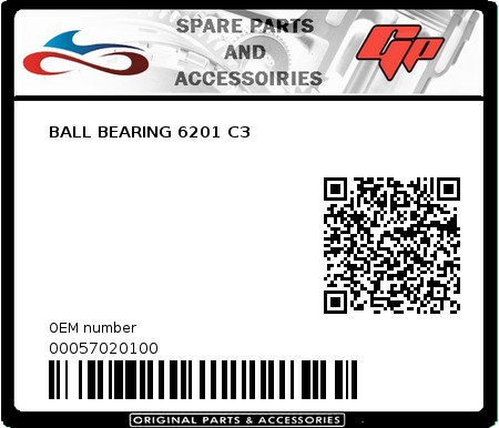 Product image: Derbi - 00057020100 - BALL BEARING 6201 C3  