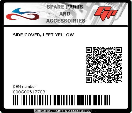 Product image: Derbi - 000G00517703 - SIDE COVER, LEFT YELLOW  