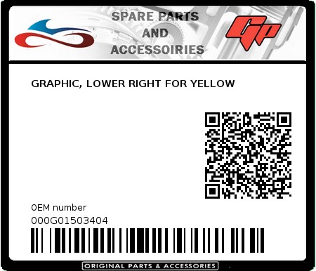 Product image: Derbi - 000G01503404 - GRAPHIC, LOWER RIGHT FOR YELLOW  