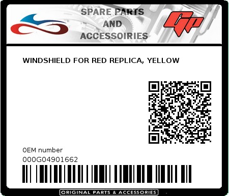 Product image: Derbi - 000G04901662 - WINDSHIELD FOR RED REPLICA, YELLOW  