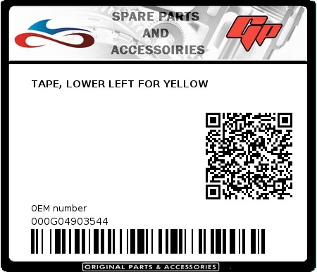 Product image: Derbi - 000G04903544 - TAPE, LOWER LEFT FOR YELLOW  