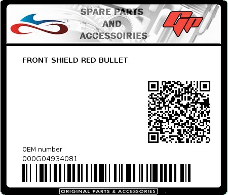 Product image: Derbi - 000G04934081 - FRONT SHIELD RED BULLET  