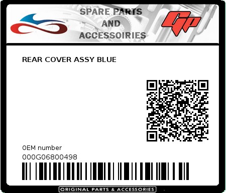 Product image: Derbi - 000G06800498 - REAR COVER ASSY BLUE  