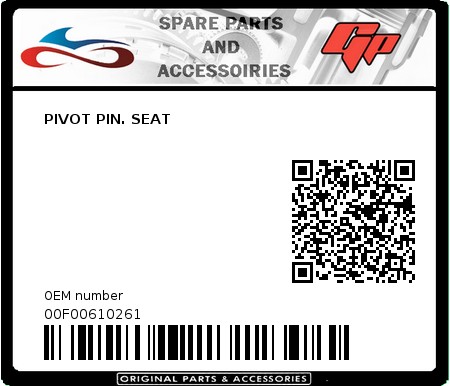 Product image: Derbi - 00F00610261 - PIVOT PIN. SEAT  0