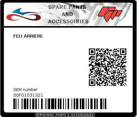 Product image: Derbi - 00F01031321 - FEU ARRIERE 