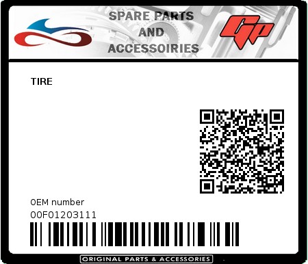 Product image: Derbi - 00F01203111 - TIRE  