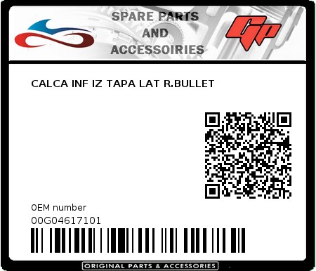 Product image: Derbi - 00G04617101 - CALCA INF IZ TAPA LAT R.BULLET 