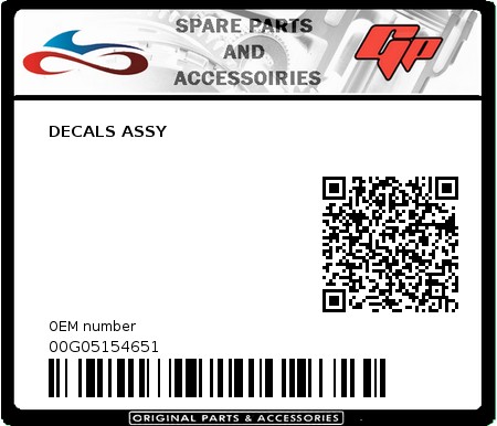 Product image: Derbi - 00G05154651 - DECALS ASSY 