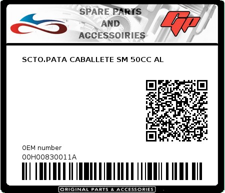 Product image: Derbi - 00H00830011A - SCTO.PATA CABALLETE SM 50CC AL 