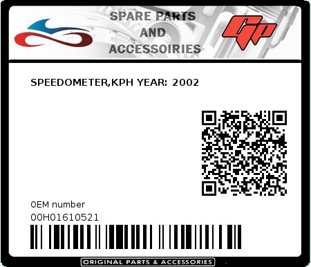 Product image: Derbi - 00H01610521 - SPEEDOMETER,KPH YEAR: 2002   0