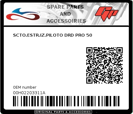 Product image: Derbi - 00H02203311A - SCTO.ESTR.IZ.PILOTO DRD PRO 50  0