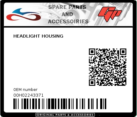 Product image: Derbi - 00H02243371 - HEADLIGHT HOUSING  0