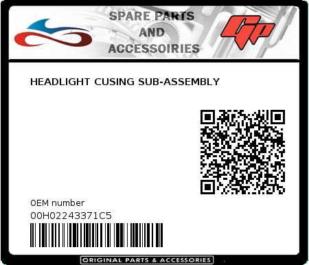 Product image: Derbi - 00H02243371C5 - HEADLIGHT CUSING SUB-ASSEMBLY  0