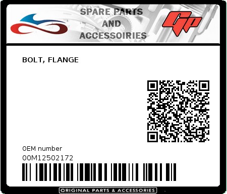 Product image: Derbi - 00M12502172 - BOLT, FLANGE  